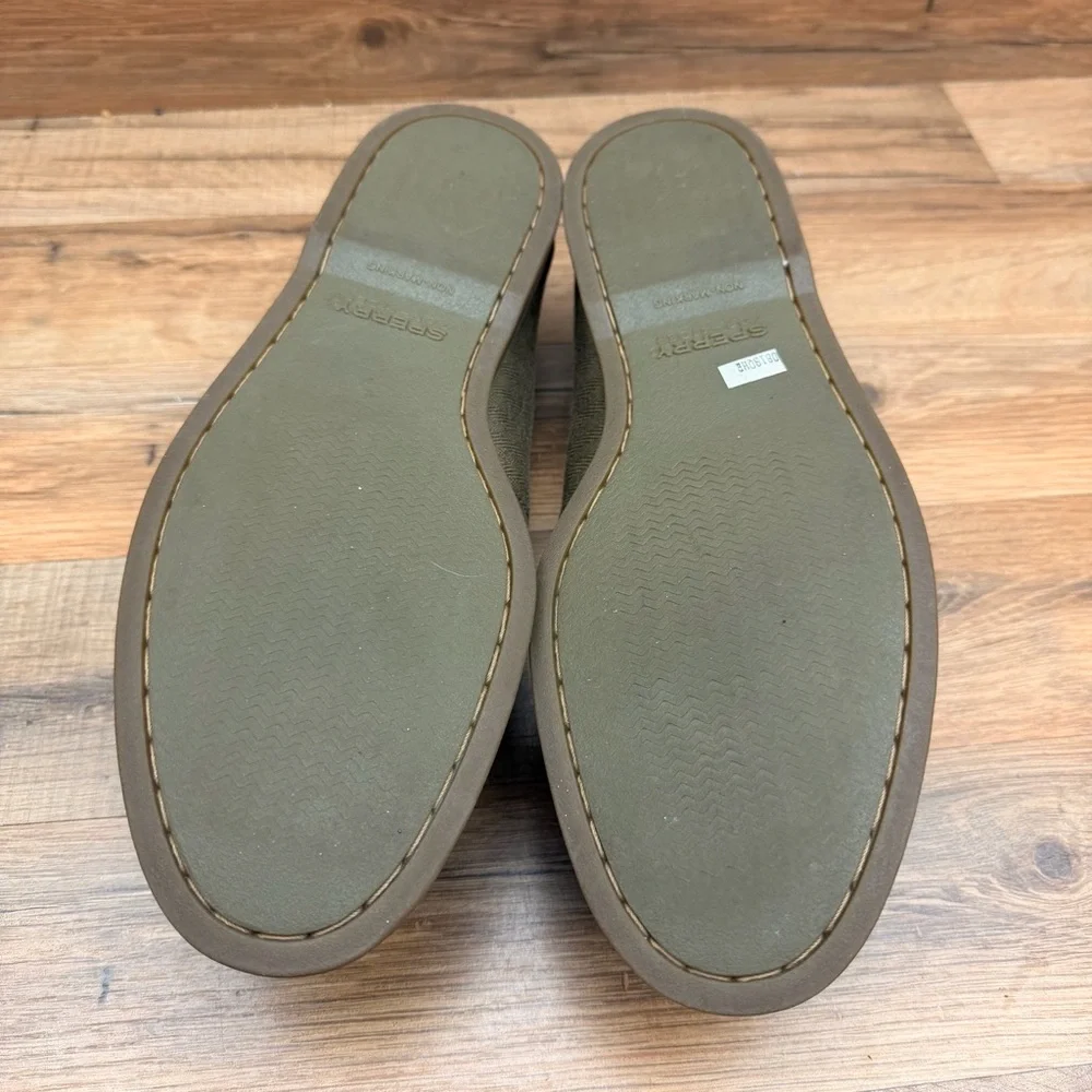 Sperry Top Men's Size 12 Canvas Boat Shoes in Olive Green olive green canvas